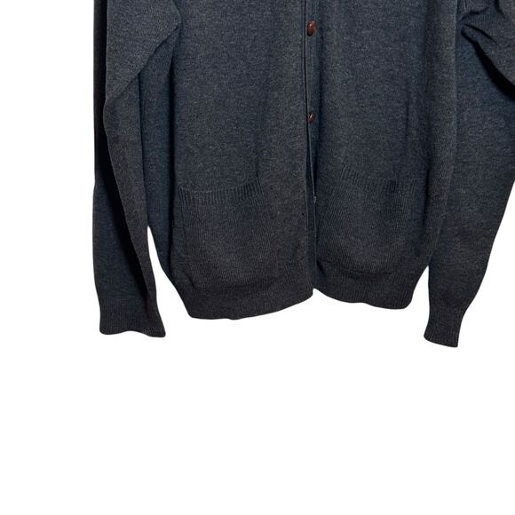 Vtg L.L. Bean XL Charcoal Gray 100% Lambs Wool Grandpa V-Neck Cardigan Sweater - Picture 4 of 8